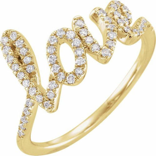 Genuine Diamond set in 14 Karat Yellow Gold 0.25 Carat Diamond Love Ring