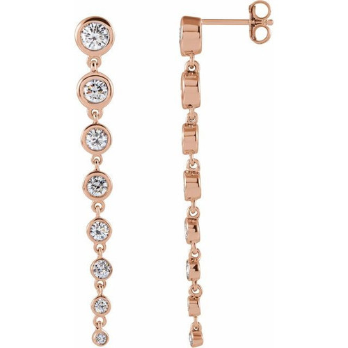 14 Karat Rose Gold 1 0.75 Carat Lab Grown Diamond Earrings