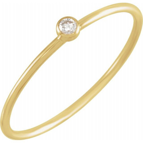 Genuine Diamond set in 14 Karat Yellow Gold .03 Carat Diamond Stackable Ring Size 10