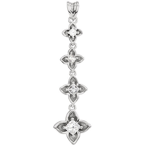 Shop 18 Karat White Gold 0.50 Carat Journey Diamond Linked Floral Inspired Pendant