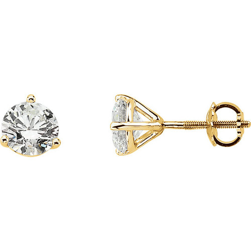 14 Karat Yellow Gold 0.25 Carat Diamond Stud Earrings