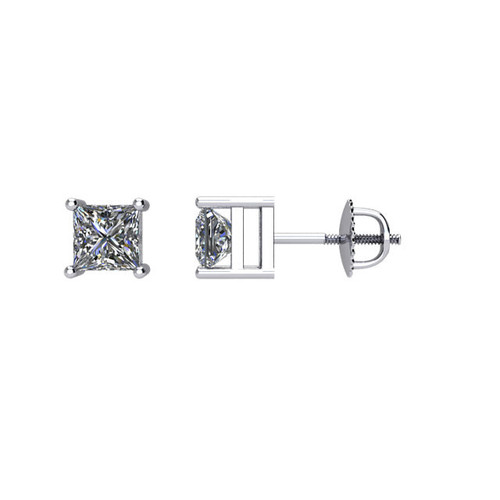 Platinum 0.50 Carat Diamond Threaded Post Stud Earrings