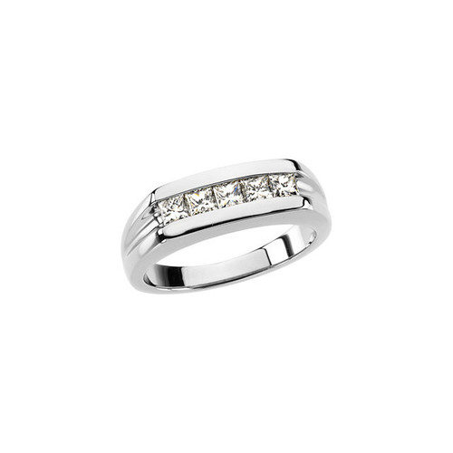 Genuine Diamond Ring in Platinum 0.75 Carat Diamond Mens Five-Stone Ring