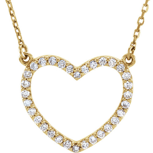 Genuine  14 Karat Yellow Gold 0.25 Carat Diamond Small Heart 16" Necklace