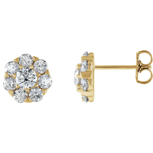 Buy 14 Karat Yellow Gold 0.33 Carat Diamond Cluster Earrings