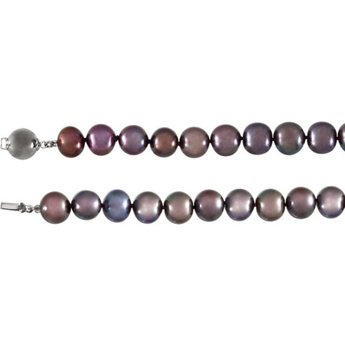 Sterling Silver Freshwater Black Pearl 18 inch Necklace