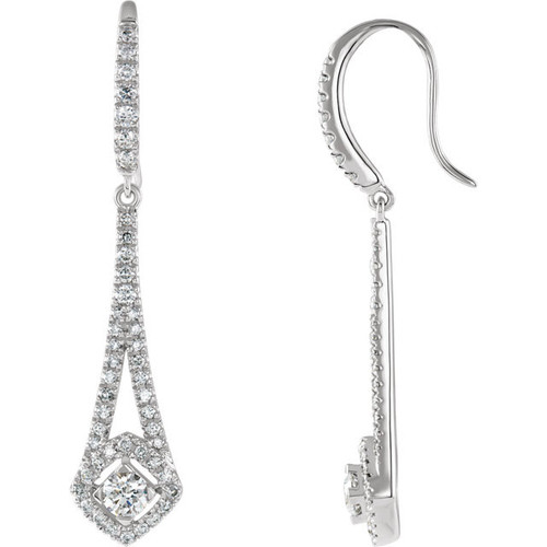 14 Karat White Gold 0.75 Carat Diamond Chandelier Earrings