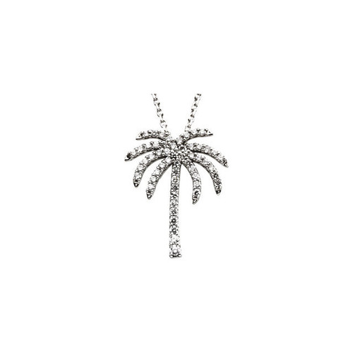 Genuine Diamond Necklace in 14 Karat Genuine Gold 0.25 Carat Diamond Palm Tree 16 inch Necklace