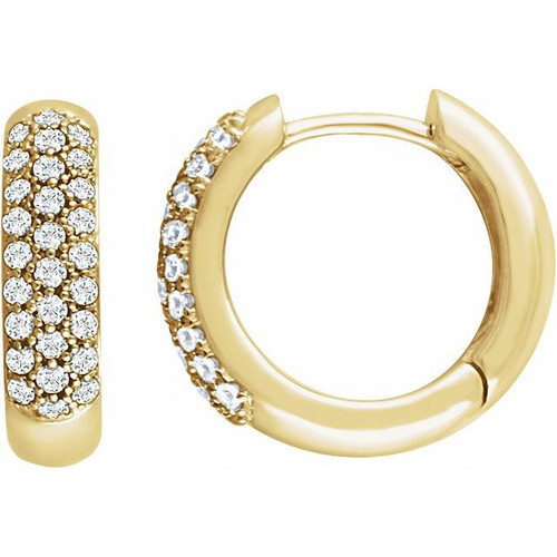 14 Karat Yellow Gold 0.50 Carat Diamond Pave Hoop Earrings