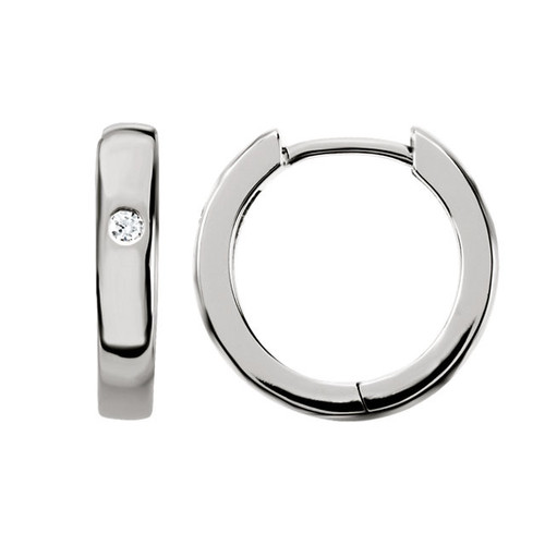 18 Karat Natural Gold .04 Carat Diamond Hoop Earrings