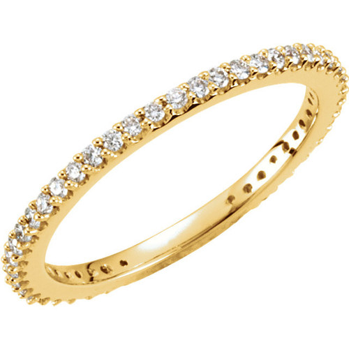 14 Karat Yellow Gold 0.33 Carat Diamond Stackable Ring Size 7