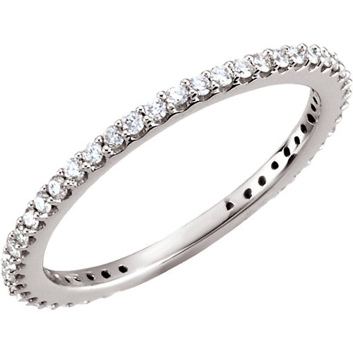 14 Karat White Gold 0.33 Carat Diamond Stackable Ring Size 5