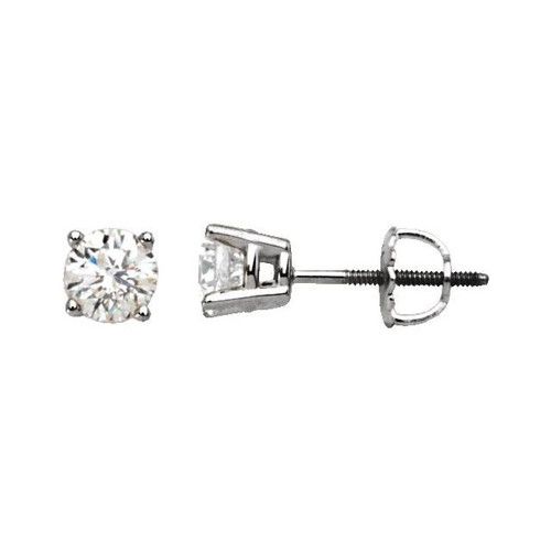 Platinum 2 Carat Weight Diamond Stud Earrings