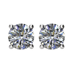 Genuine 14 Karat White Gold 0.33 Carat Diamond Post Stud Earring