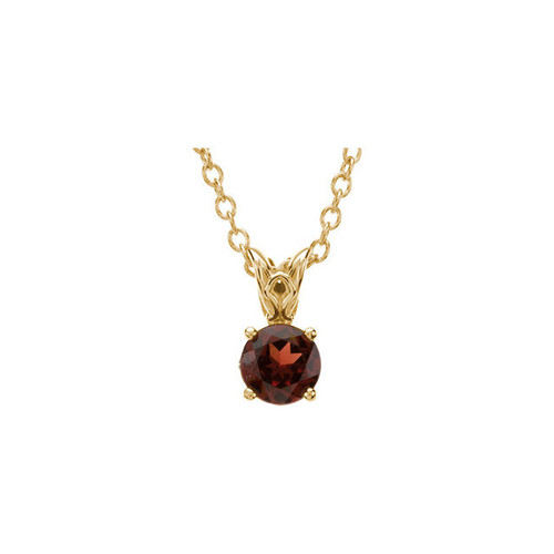 Genuine 14 Karat Yellow Gold Mozambique Garnet 18 inch Necklace