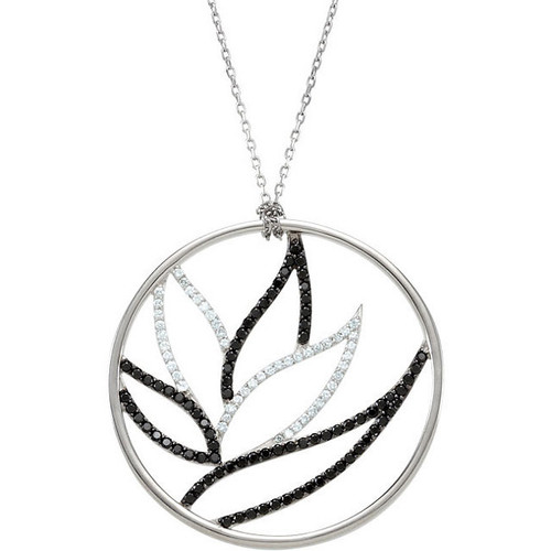 Buy Sterling Silver Black Spinel & 0.25 Carat Diamond 18" Necklace