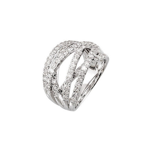 Diamond Ring in 14 Karat White Gold 0.50 Carat Diamond Criss-Cross Ring Size 7