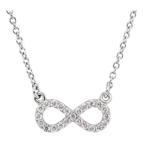 Platinum 0.12 Carat Diamond Infinity 16 inch Necklace