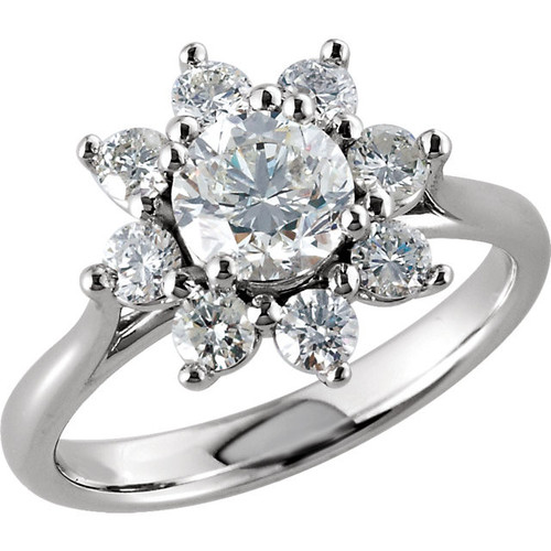 14 Karat White Gold Diamond Cluster Ring