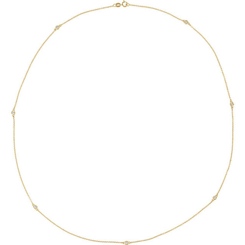 White Diamond Necklace in 14 Karat Yellow Gold 0.33 Carat Diamond Bezel 24 Necklace