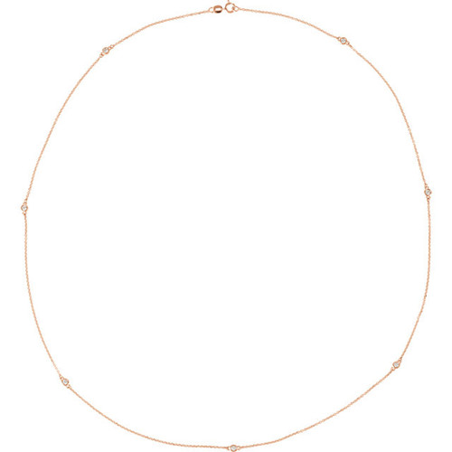 14 Karat Rose Gold 0.33 Carat Diamond Bezel 24 Necklace