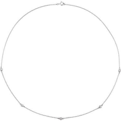 Genuine Sterling Silver 1 Carat Diamond Bezel 18 inch Necklace