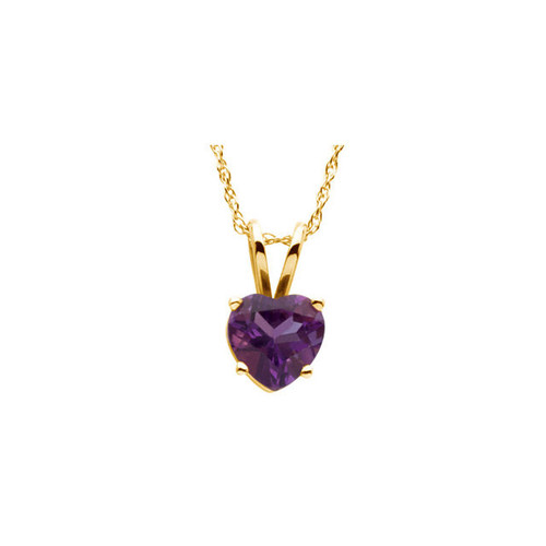 Buy 14 Karat Yellow Gold 6x6mm Heart Amethyst Solitaire 18 inch Necklace