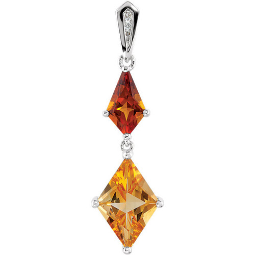 Madeira Citrine, Citrine and Diamond Pendant