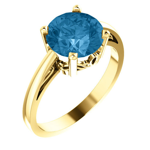 14 Karat Yellow Gold Swiss Blue Topaz Gemstone Ring