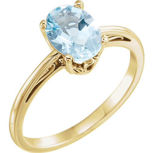 14 Karat Yellow Gold Aquamarine Gemstone Ring