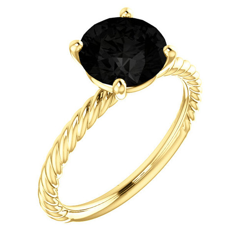 Black Black Onyx Ring in 14 Karat Yellow Gold Onyx Ring