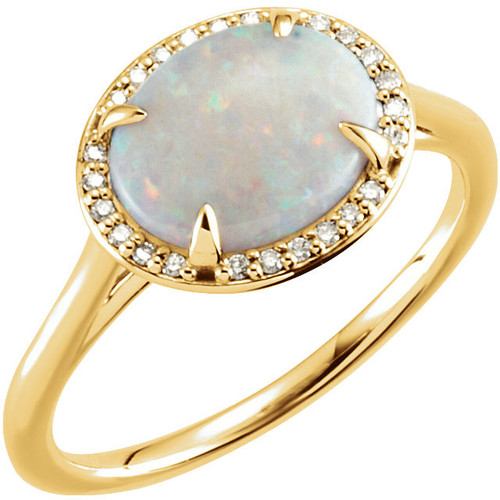 Shop 14 Karat Yellow Gold Opal & .06 Carat Diamond Ring