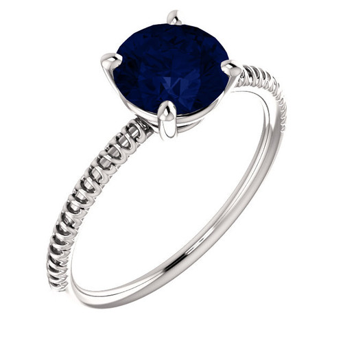 Buy 14 Karat White Gold Blue Sapphire Ring