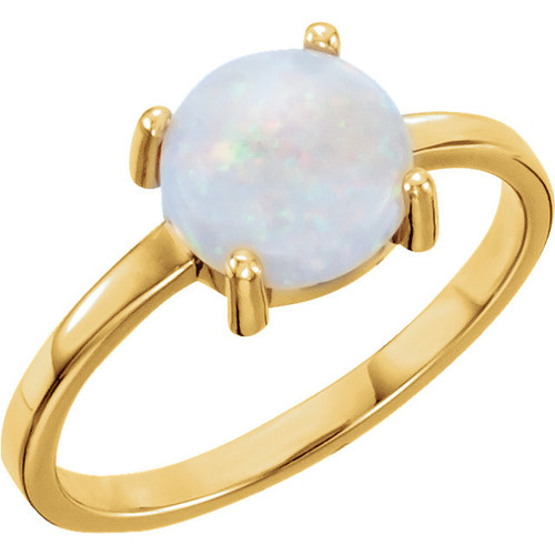 Buy 14 Karat Yellow Gold 8mm Round Fire Opal Cabochon Ring