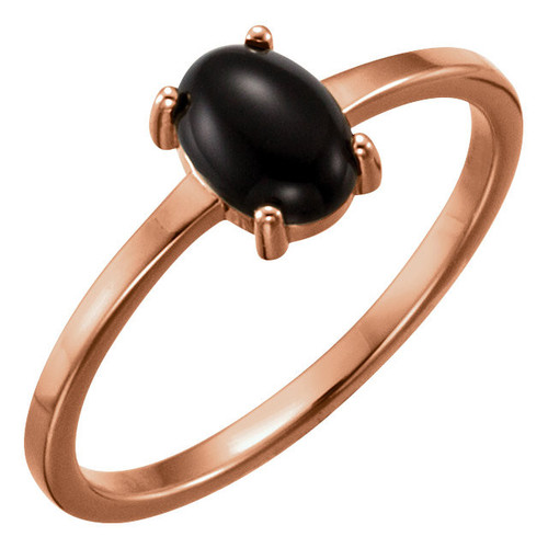 14 Karat Rose Gold 8x6mm Oval Onyx Cabochon Ring