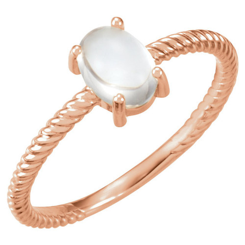 14 Karat Rose Gold Moonstone Cabochon Ring