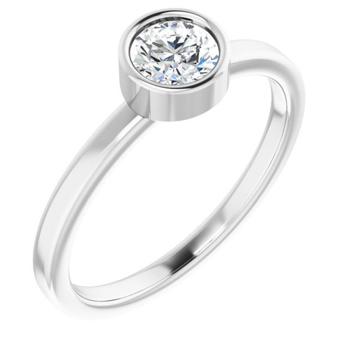 Natural Sapphire set in 14 Karat White Gold 5 mm Round Shape Sapphire Ring