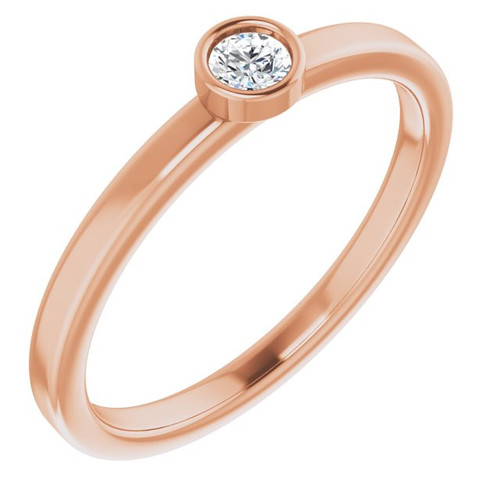 Genuine Diamond set in 14 Karat Rose Gold 0.10 Carat Diamond Ring
