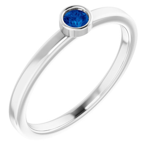Lab Blue Sapphire Ring Platinum 3 mm Round  Sapphire