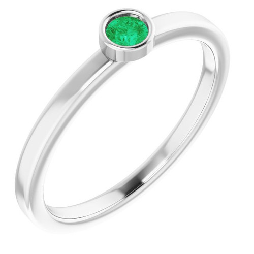 Lab Created Emerald Gemstone Ring in Platinum 3 mm Round Created Emerald Gemstone Ring