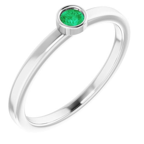 Emerald Gemstone Ring in Platinum 3 mm Round Emerald Gemstone Ring