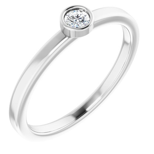 Rhodium Plated Sterling Silver 3 mm Round Diamond Ring