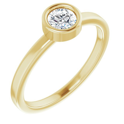 Real Sapphire set in 14 Karat Yellow Gold 4.5 mm Round Shape Sapphire Ring