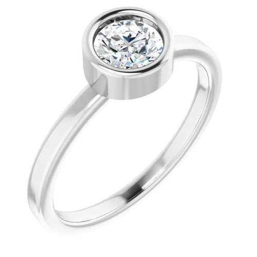 Natural Sapphire set in 14 Karat White Gold 5.5 mm Round Shape Sapphire Ring