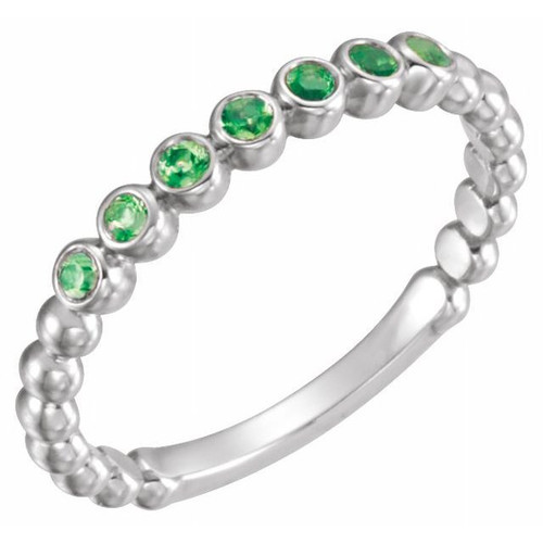 Lab Emerald Gemstone in Sterling Silver  Emerald Stackable Ring