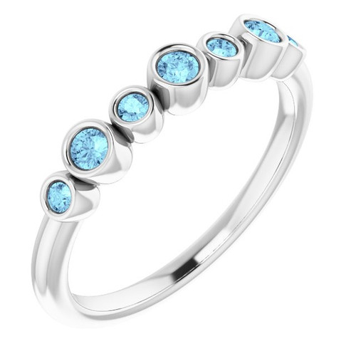 Genuine Aquamarine Ring in Platinum Aquamarine Bezel-Set Ring   