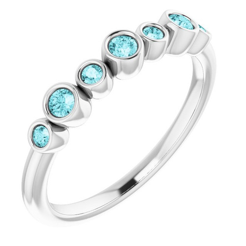 Blue Zircon in 14 Karat White Gold  Blue Zircon Bezel Set Ring