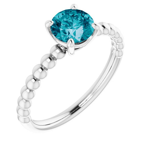 Blue Topaz in Platinum London  Blue Topaz Beaded Ring