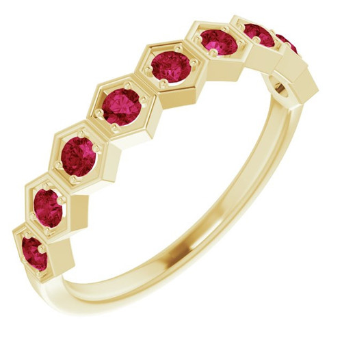 Natural Ruby in 14 Karat Yellow Gold Stackable Ring