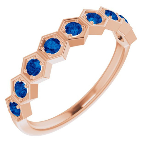 Lab Created Sapphire Ring in 14 Karat Rose Gold Lab Created  Sapphire Stackable Ring